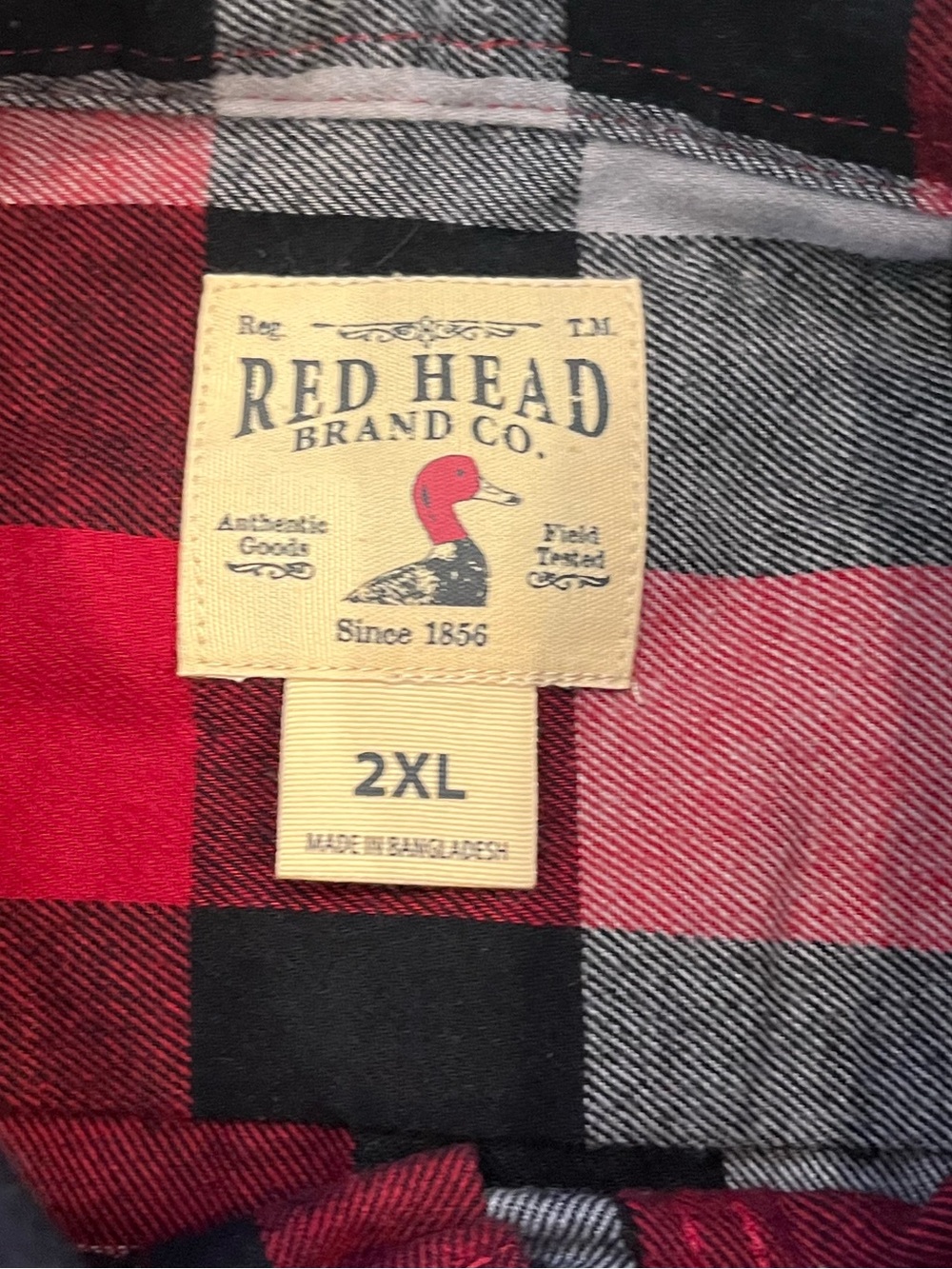 Men's RedHead Red & Black Plaid Button-Up Flannel Shirt 100% Cotton 2X NWOT - Picture 9 of 10